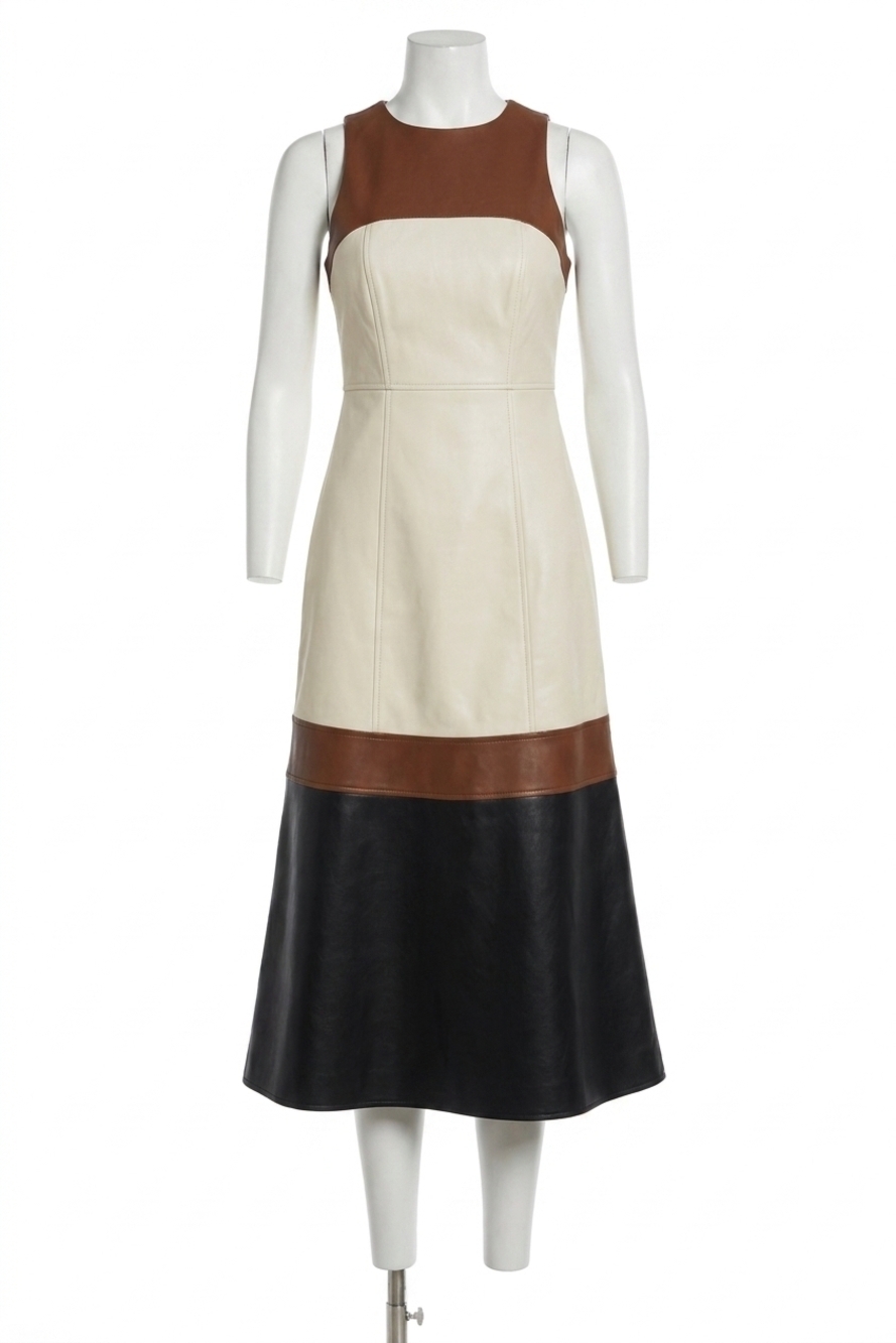 NEW ADELYN RAE caspia vegan leather dress in brown